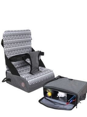 dreambaby Portable Gray Chevron Kids Booster Seat with Storage